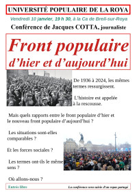 Université populaire : front populaire d'hier et d'aujourd'hui
