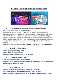 Programme bibliothèque en février